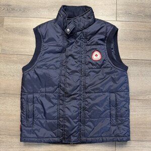 Hudsons Bay Company Olympic Quilted Puffer Embroidered Hooded Vest HBC Canada M